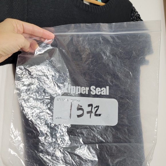 JJ Authentic Black Knit Mini Sweater Tunic Dress Shory Sleeve Sequins Keyhole L - Picture 10 of 10